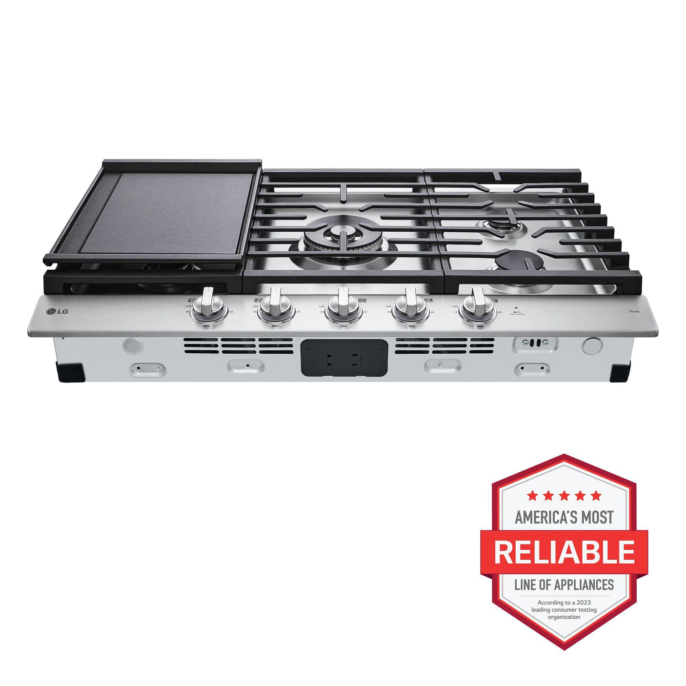 36" Smart Gas Cooktop with UltraHeat™ 22K BTU Dual Burner and LED Knobs