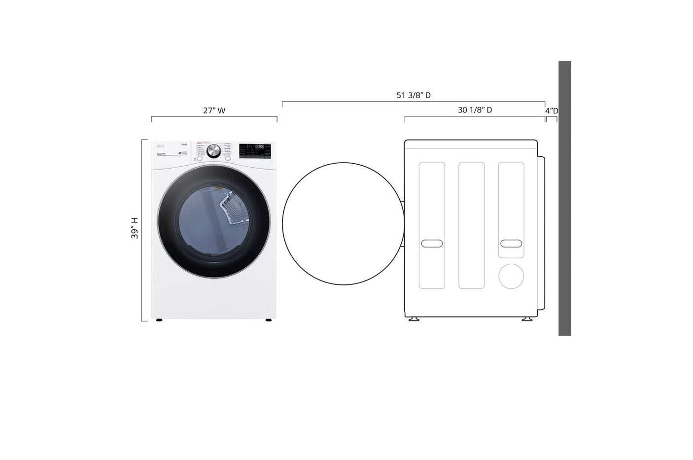 7.4 cu. ft. Ultra Large Capacity Smart wi-fi Enabled Front Load Electric Dryer with TurboSteam™ and Built-In Intelligence